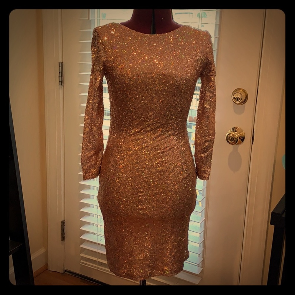 NTW Topshop rose gold sequin dress